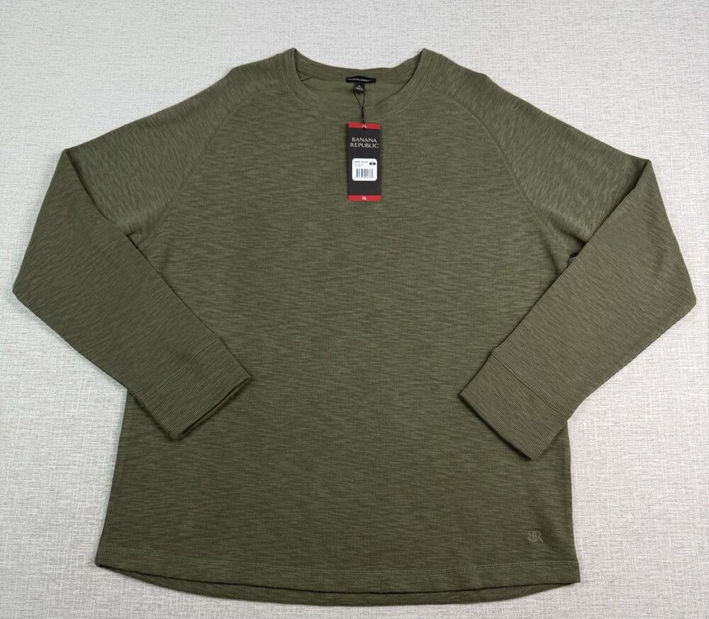 Banana Republic Thermal Shirt Men’s XL Olive Green Waffle Knit Long Sleeve NWT